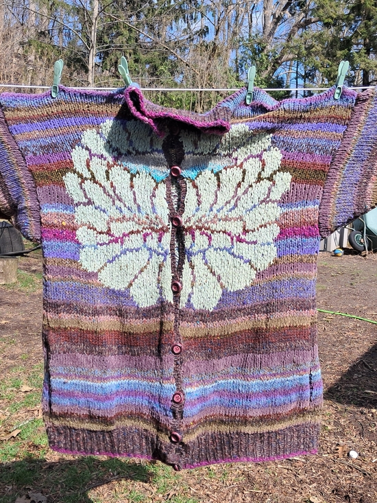 Handmade Sweaters - Handmade Lotus Chunky Knit Cardigan Sweater - Mix Of Chenille, Wool, Acrylic.